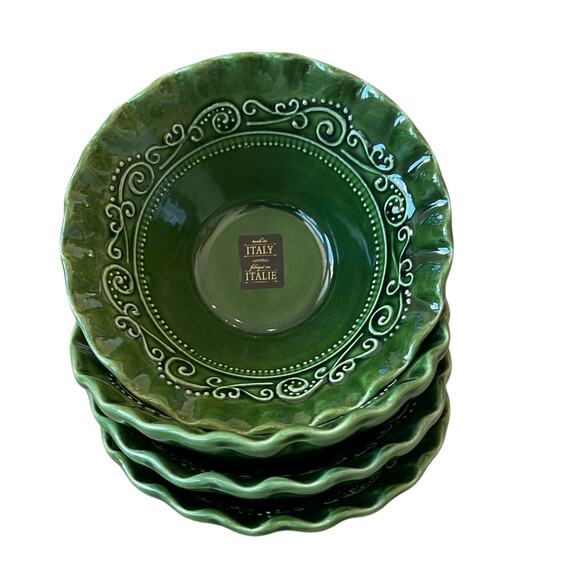 (4)  Maioliche Jessica Made in Italy Salad Bowls 7" Christmas Holiday Green - Picture 7 of 16